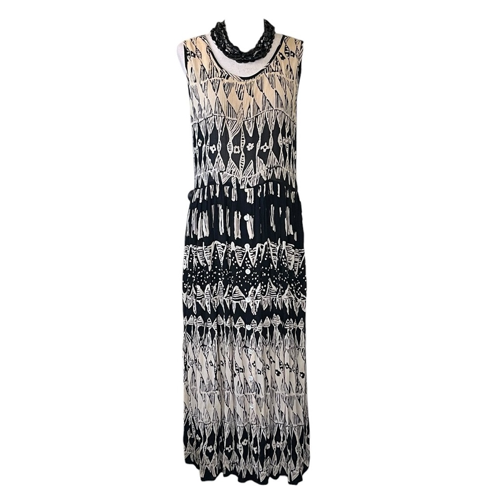 Bila sleeveless black and cream bohemian midi dress